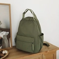 Olive green water-resistant nylon backpack with large capacity and multi-pocket design - Green Without Pendant