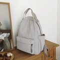 Minimalist light grey nylon backpack with multi-functional pockets and dual top handles - Grey Without Pendant