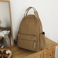 Minimalist large-capacity backpack for students in retro khaki nylon fabric - Khaki (No Pendant)