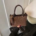 Sac seau vintage chic à motif léopard marron avec bandoulière amovible pour femmes - Style Without Charm / Marron