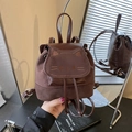 Brown mini cat backpack in suede and faux leather finish with embroidery details - Brown