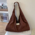 Sac hobo marron en daim synthétique avec logo Seeyou blanc et grande capacité intérieure - Daim Curry