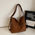 Brown vintage large capacity convertible backpack and shoulder bag in soft matte leather - Brown No Pendant