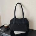 Elegante borsa a spalla nera con decorazioni in strass brillanti e spalline sottili - Nero
