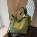 Borsa tote Oxford a quadretti verde erba di grande capacità con tracolla regolabile - Verde
