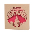 Biglietto di Natale tagliato al laser con motivi di albero e fiocchi di neve su carta - Rosso