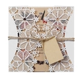 Laser cut lace wedding invitation card with kraft paper floral insert and rustic jute twine - White Cover with Kraft Paper Inner