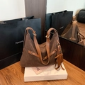 Deep brown oversized tote bag in faux suede with a cute elephant charm and light straps - Brown
