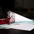 Laser-cut white wedding confetti cone with rose pattern for flower petals - White