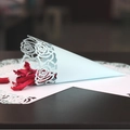 Light blue laser cut rose pattern confetti cone for elegant wedding flower petals - Light Blue