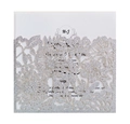 Elegante laserkut silberne Glitzer Rose Einladung mit weißem bedrucktem Einleger für Hochzeiten - Silber Glitzer