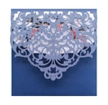 Detail of laser-cut lace pattern on dusty blue invitation with glitter finish - Dark Blue