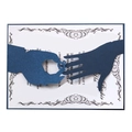Laser-cut navy blue wedding invitation card featuring a romantic ring and hands silhouette - Magic Blue