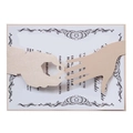 Laser cut wedding invitation card featuring romantic hands holding a diamond ring design - Nude Pink