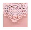 Pink laser-cut pearlescent wedding invitation with ornate floral scrollwork and inner card - Pink