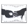 Laser-cut wedding invitation sleeve with ring exchange silhouette in black finish - Black