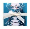 Laser-cut Merry Christmas invitation in reflective blue metallic card with white ribbon - Reflective Blue