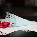 Light blue laser-cut paper petal cone with delicate butterfly design for weddings - Light Blue