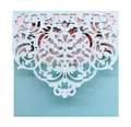 Detailed laser-cut vine patterns on a pale blue wedding invitation with floral insert - Teal Blue