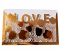 Biglietto invito matrimonio pizzo rosa dorato con scritta LOVE in carta perlata - Oro Riflettente
