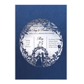 Laser cut navy blue wedding invitation with intricate floral hollow design and white insert - Magic Blue