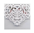 Laser cut pearl white wedding invitation featuring elegant European scroll and floral patterns - White