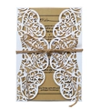 Carte d'invitation papillon découpée au laser avec insert kraft et ficelle de jute - Blanc (Comprend Enveloppe Page Intérieure Ficelle)