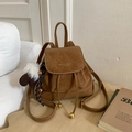 Vintage-Rucksack aus braunem Leder mit Kordelzug und einem herzförmigen Anhänger - Mit Anhänger / Braun