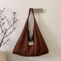 Borsa hobo in pelle scamosciata marrone ruggine con capiente design e etichetta SEEYOU - Camoscio Curry