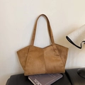 Borsa tote vintage in pelle scamosciata marrone minimalista con grande capacità interna - Marrone