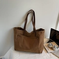 Braune Vintage-Canvas-Einkaufstasche mit großem Fassungsvermögen und Nieten - Braun