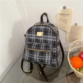Women's vintage plaid backpack in grey and light blue with black star patterns - Five-pointed Star Pattern / Blue Plaid