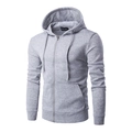 Sweat à capuche zippé gris clair pour homme avec cordon réglable et poches kangourou - Gris clair