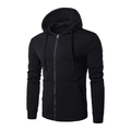 Sweat à capuche zippé noir pour homme avec poche kangourou et cordon pour le sport - S / Hauts / Noir