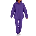 Deep purple men's tracksuit featuring an oversized drawstring hoodie and matching joggers - S / Top And Bottom / Purple