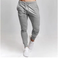 Men's slim fit grey joggers with drawstring elastic waist and tapered ribbed cuffs - Light Gray