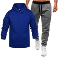 Men's royal blue tracksuit set with hoodie and dark grey drawstring joggers - Royal Blue Hoodie And Dark Gray Pants