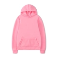 Detailansicht des rosa Hoodies mit Rippbündchen, Saum und Kängurutaschen-Struktur - Rosa