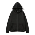 Détail d'un sweat à capuche noir avec fermeture éclair, poignets côtelés et étiquette - S / Noir