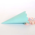 Elegant mint green scalloped edge paper flower cone with scattered wedding petals - Light Blue