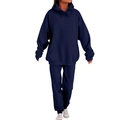 Men's casual oversized tracksuit with drawstring hoodie and joggers in navy blue - Navy Blue