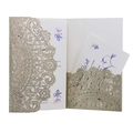 Partecipazioni matrimonio glitterate taglio laser argento con motivi floreali mandala - Oro Chiaro Glitter