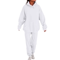 Men's casual white hooded sweatshirt and joggers sports set in a slim fit style - White