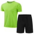 Survêtement d'été pour homme avec t-shirt vert fluo et short de sport noir - S / Haut Et Bas / 6-Vert Néon/Noir