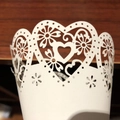 White laser-cut heart pattern paper wedding petal cones for romantic celebration decoration - 15CM / White