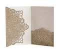 Detail of gold glitter laser-cut invitation holder with intricate mandala pattern - Glitter Rose Gold (HK-120 Glitter)