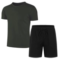 Ensemble t-shirt en mesh vert foncé et short de sport noir pour homme avec cordon - S / Haut Et Bas / 8-Vert Foncé/Noir