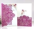 Laser cut glitter magenta invitation card with elegant floral insert for weddings - Glitter Magenta (HK-120 Glitter)