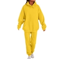 Men's casual tracksuit set featuring a vibrant yellow hoodie and matching joggers - Yellow