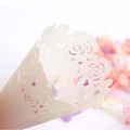 Cono di carta color crema tagliato al laser con motivo rosa per petali di matrimonio - Carta Pergamena Trasparente